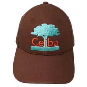 SP Authentic Baseball Cap Brown Green OS Slideback Embroidered Tree Ceiba Hat